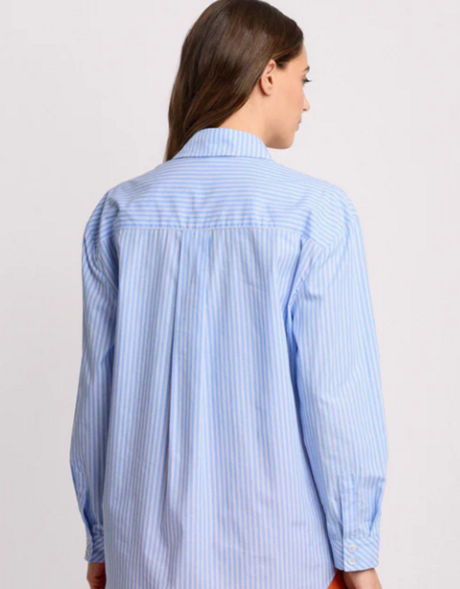 Kocca Blouse Geronide LM Borstzakken Streep Blauw Wit