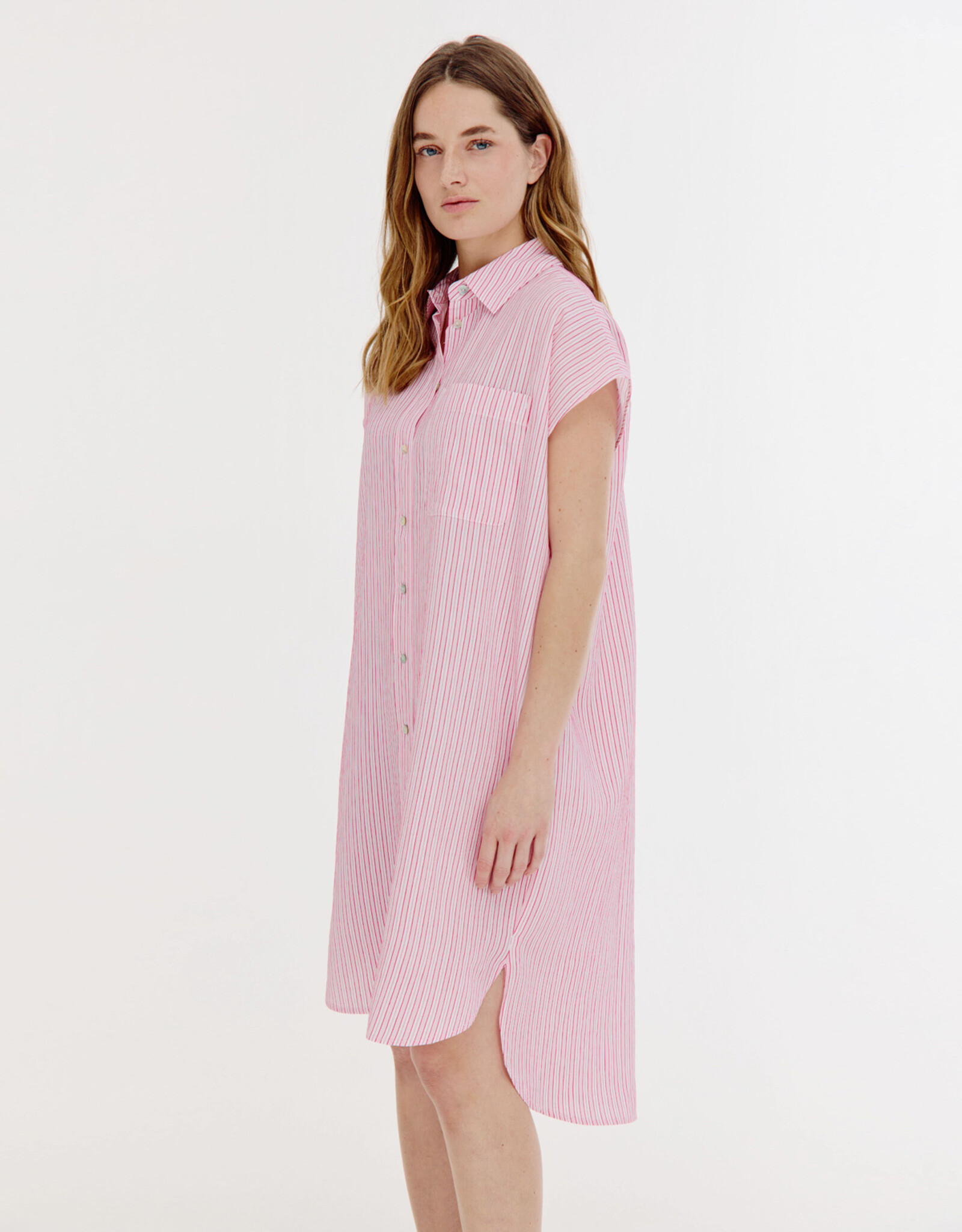 Josephine &CO Bree Doorknoop Jurk Kapmouw Gestreept Roze