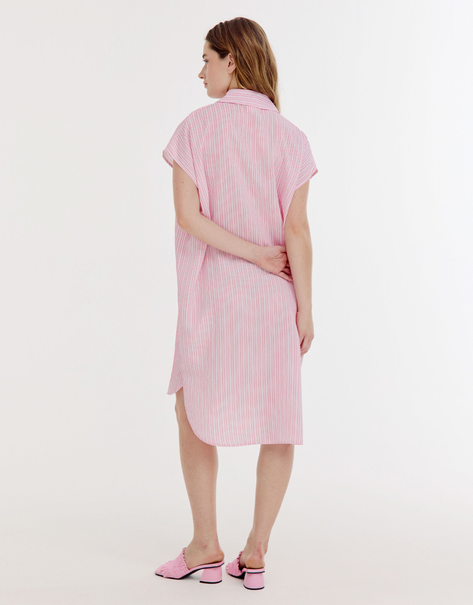 Josephine &CO Bree Doorknoop Jurk Kapmouw Gestreept Roze