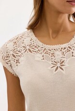 Leo&Ugo Top Claire Kanten Mouw Licht Beige