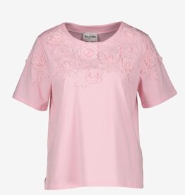 Leo&Ugo T Shirt Applicatie Bloem Pink