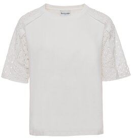 Leo&Ugo T-Shirt Ronde Hals White Broderie Schouder