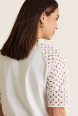 Leo&Ugo T-Shirt Ronde Hals White Broderie Schouder