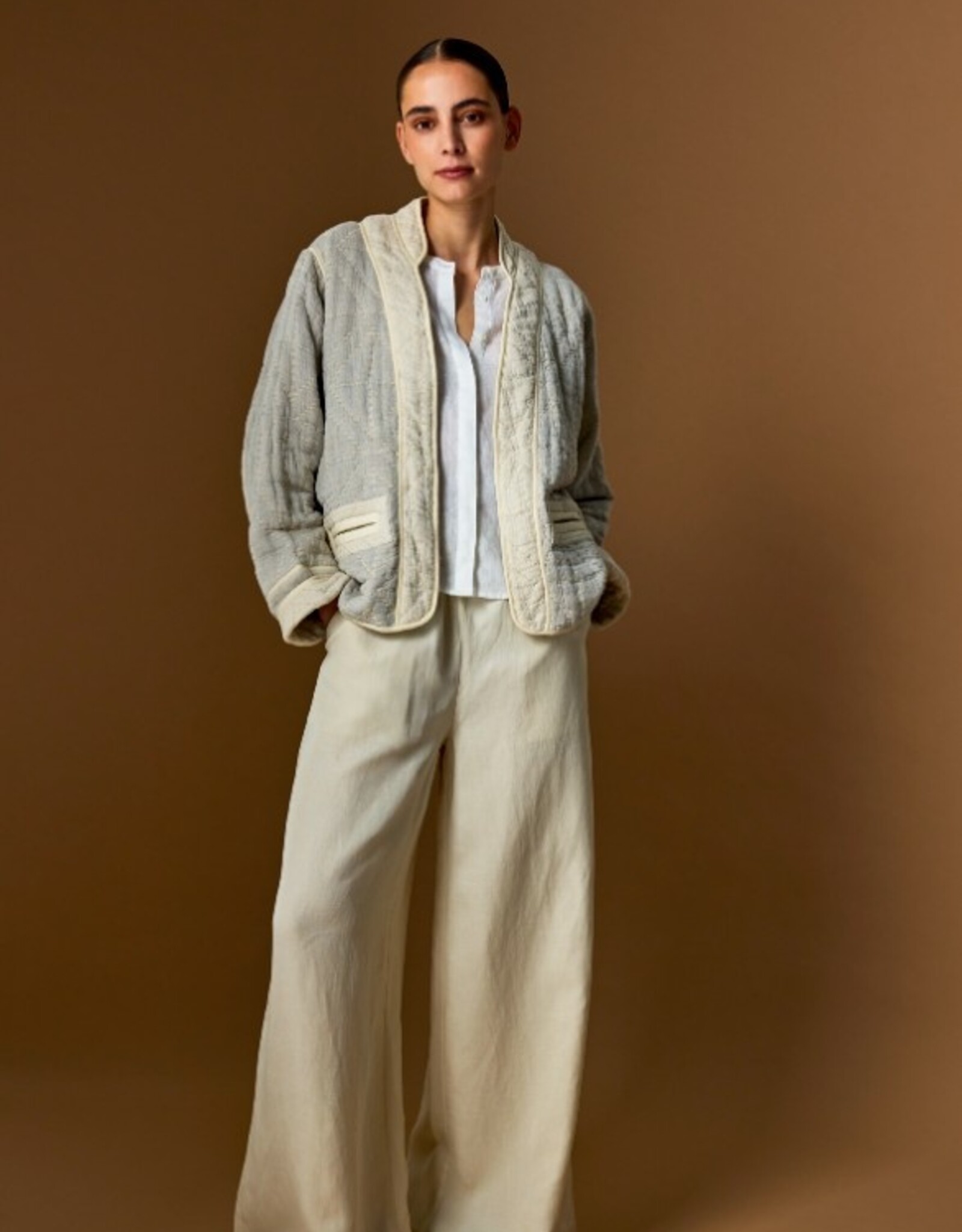 JcSophie Pantalon Leaf Wijde Palazzo Light Sand