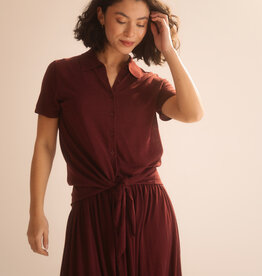 Emotions Linnen Polo Blouse Merlot