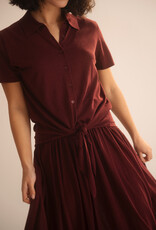 Emotions Linnen Polo Blouse Merlot