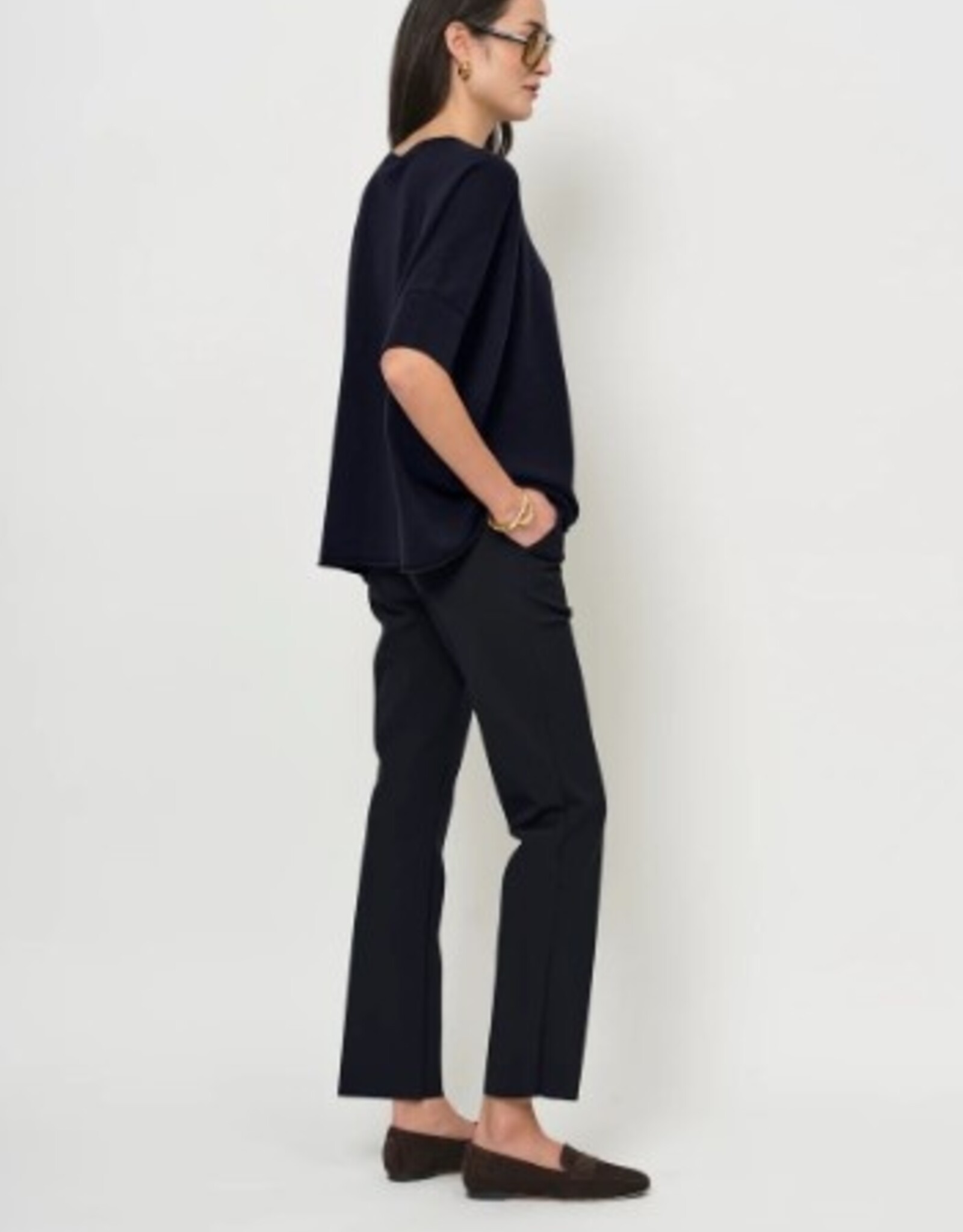 LaSalle Pantalon Slim Leg Travel Jersey Navy