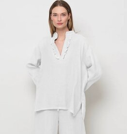 LaSalle Blouse Ruche aan de hals White Wijd Model