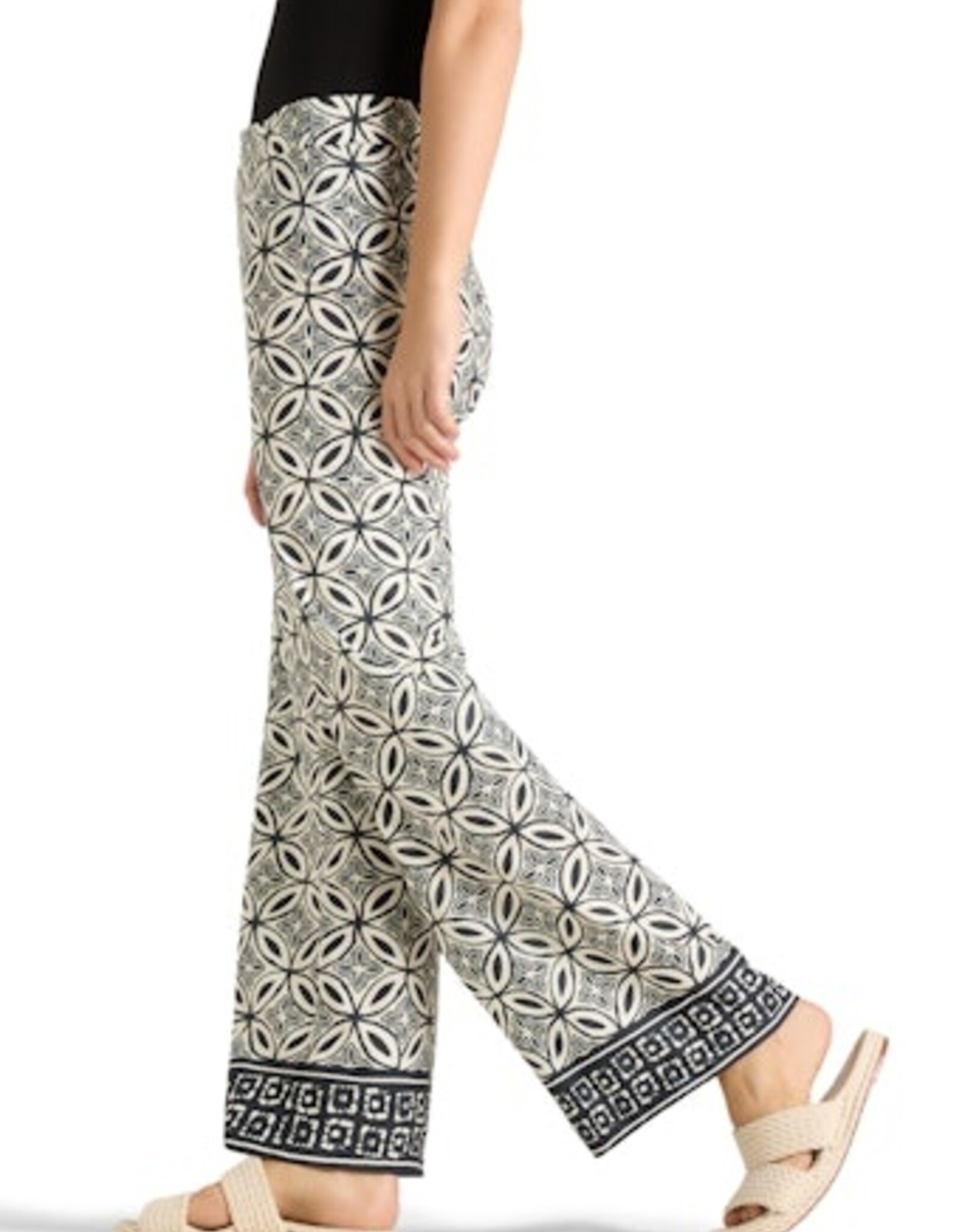 Cambio Pantalon Allison Print Creme Dark Blue