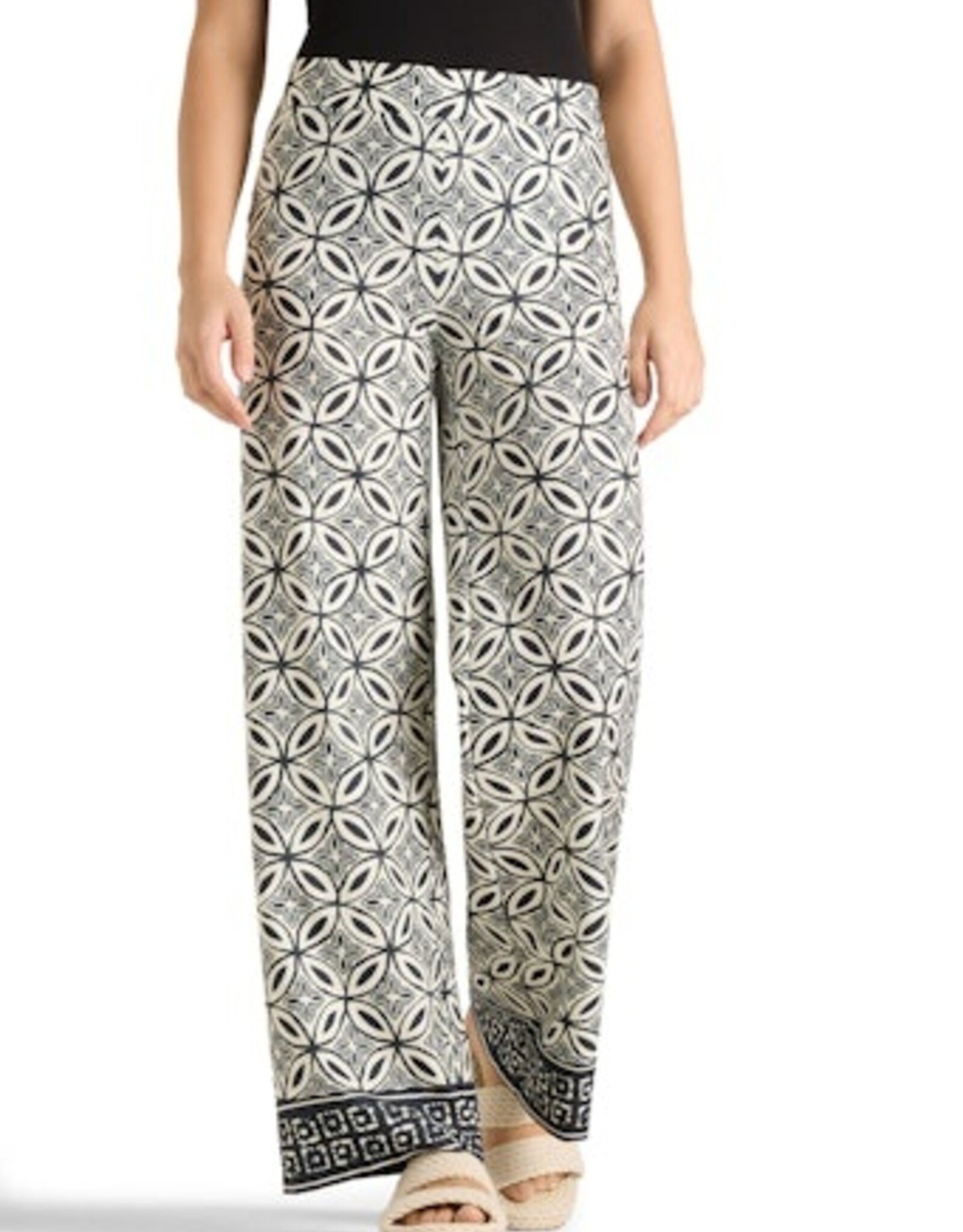 Cambio Pantalon Allison Print Creme Dark Blue
