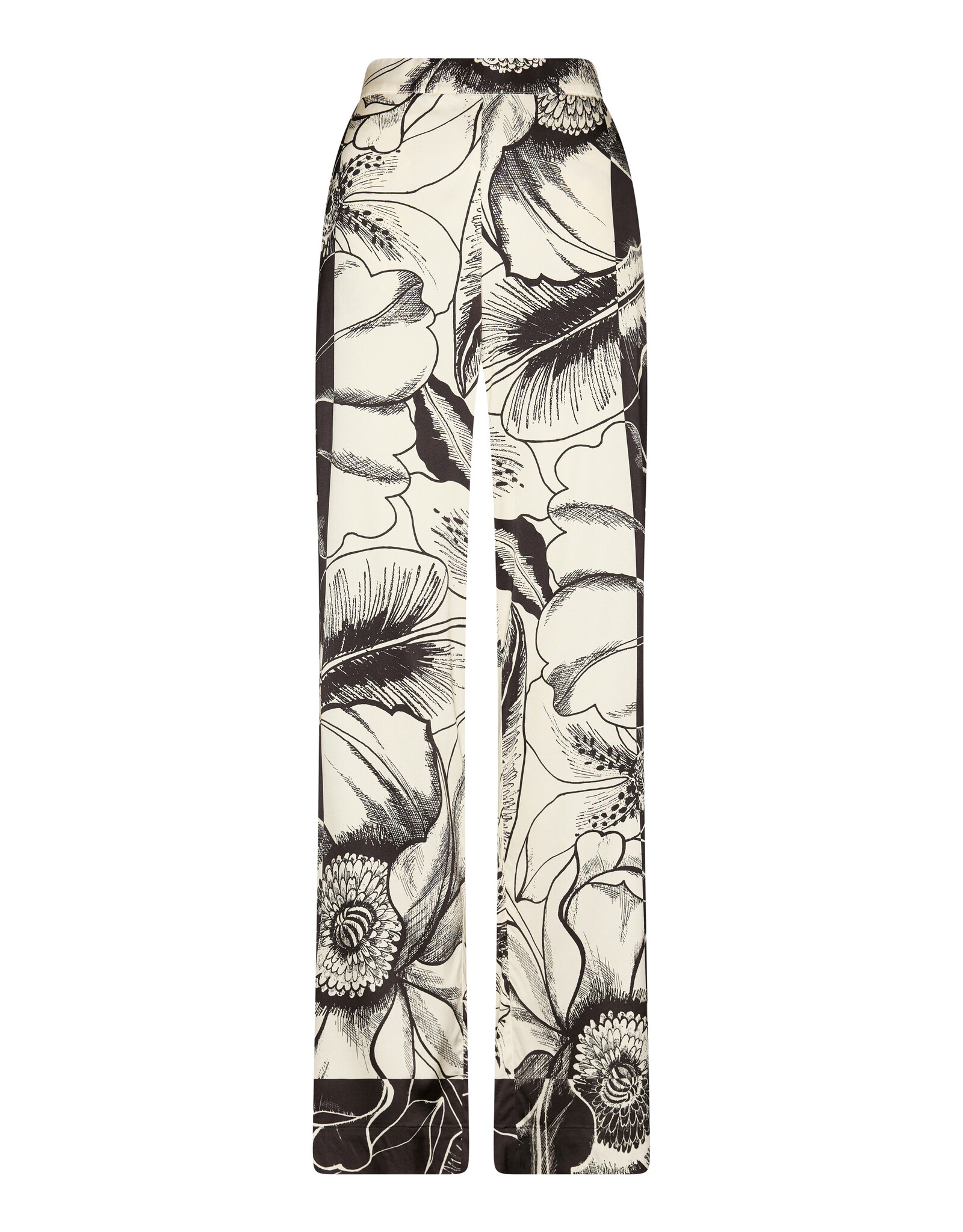 JapanTKY Pataky Dessin Pantalon Zwart/Wit Bloem Print