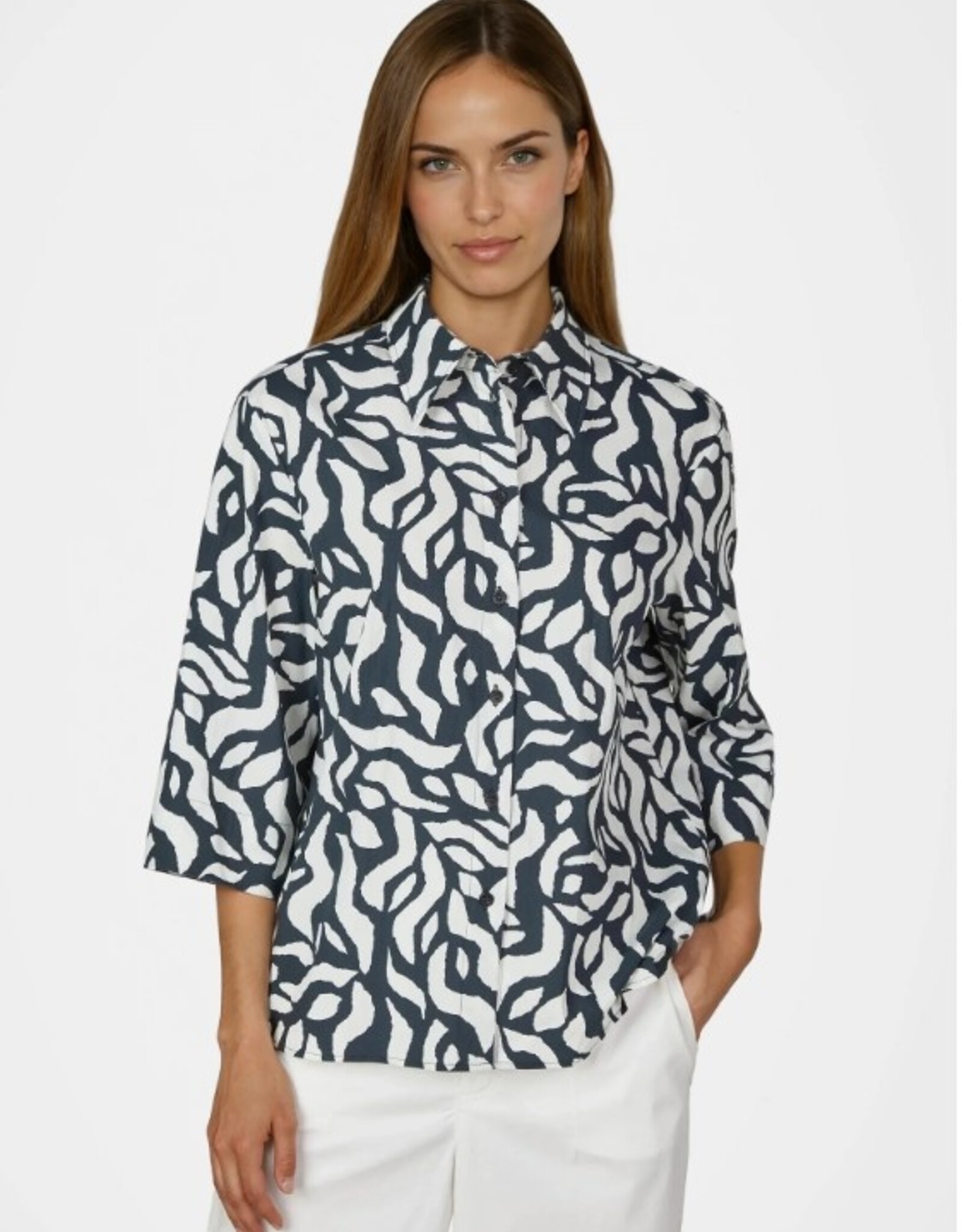 Marc Aurel Blouse 3/4/Mouw Zwart/Wit