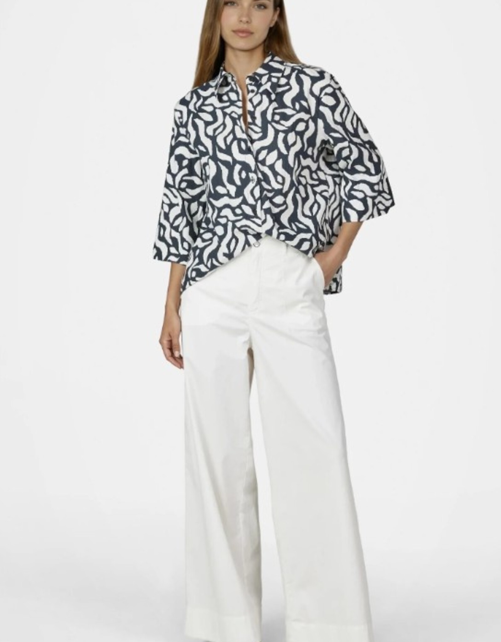 Marc Aurel Blouse 3/4/Mouw Zwart/Wit