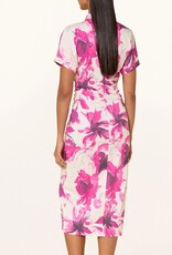 Marc Aurel Jurk Korte Mouw Bloemprint Wit/Pink