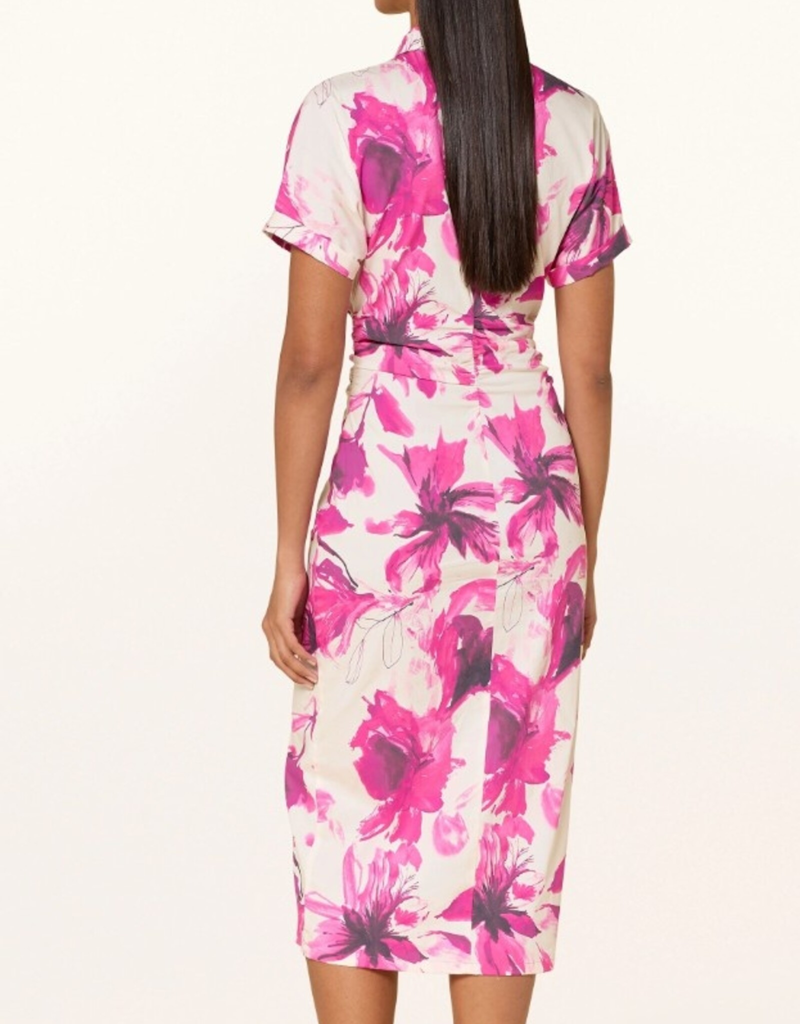 Marc Aurel Jurk Korte Mouw Bloemprint Wit/Pink