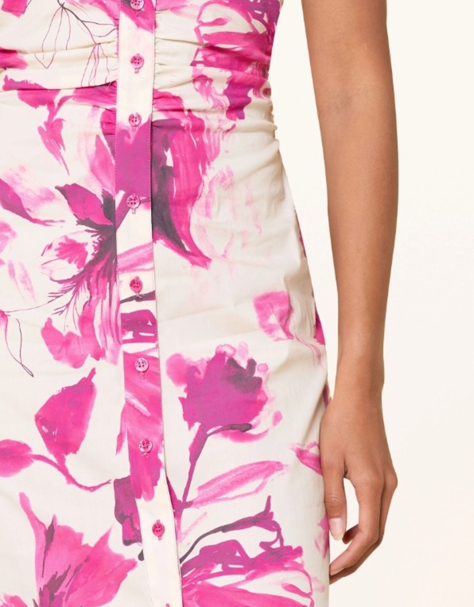 Marc Aurel Jurk Korte Mouw Bloemprint Wit/Pink