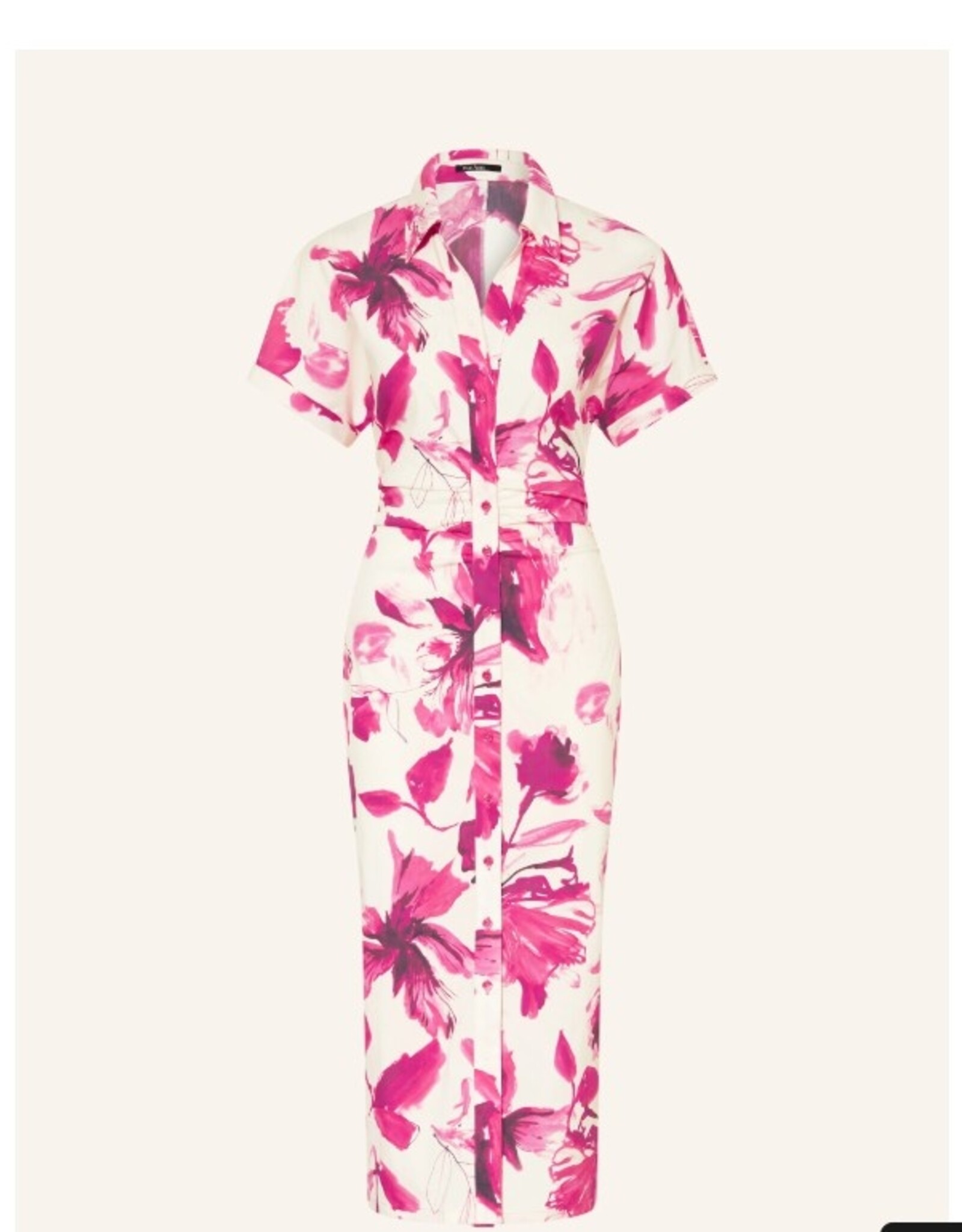 Marc Aurel Jurk Korte Mouw Bloemprint Wit/Pink