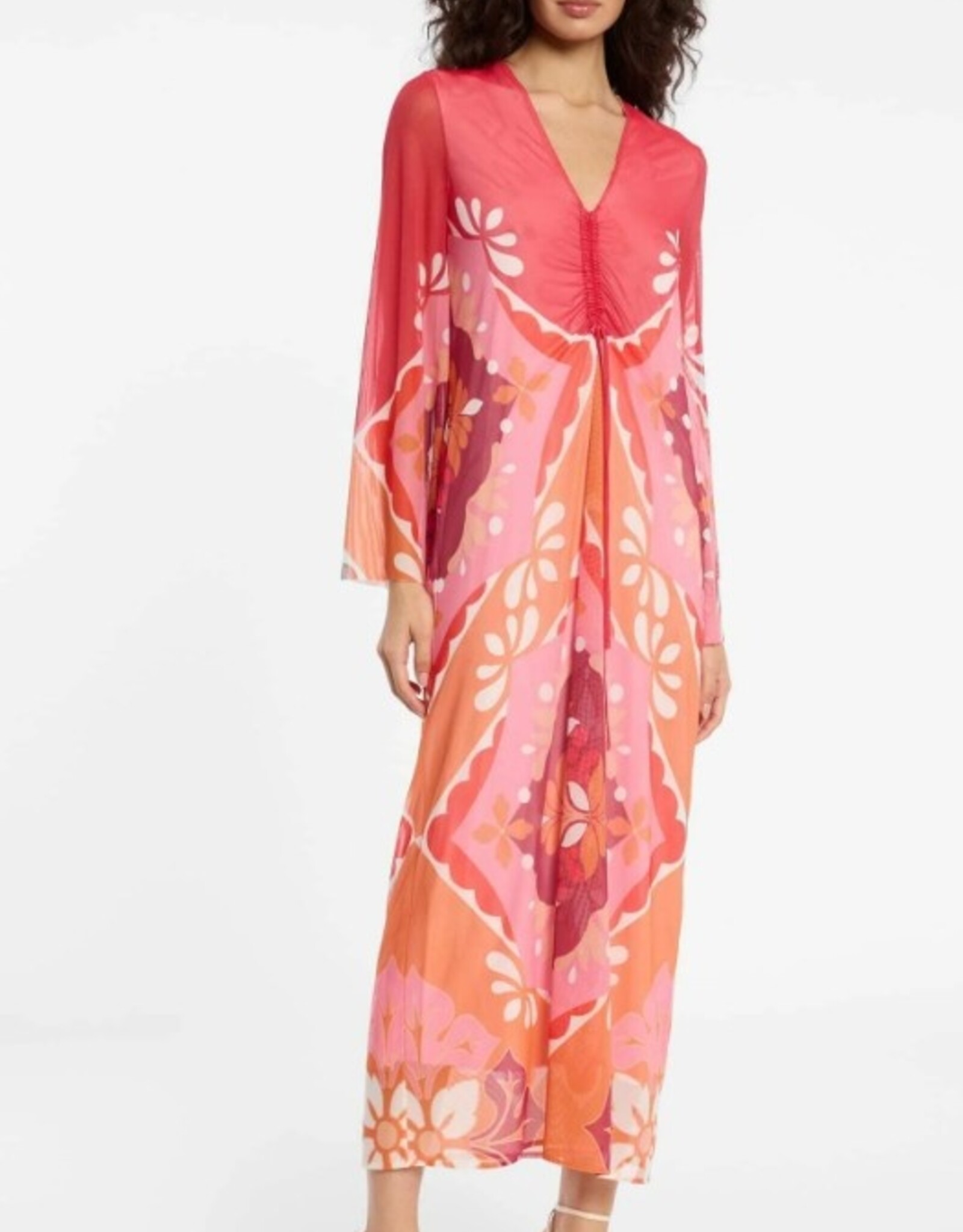 Ana Alcazar Jurk Print Rood Kaftan Model