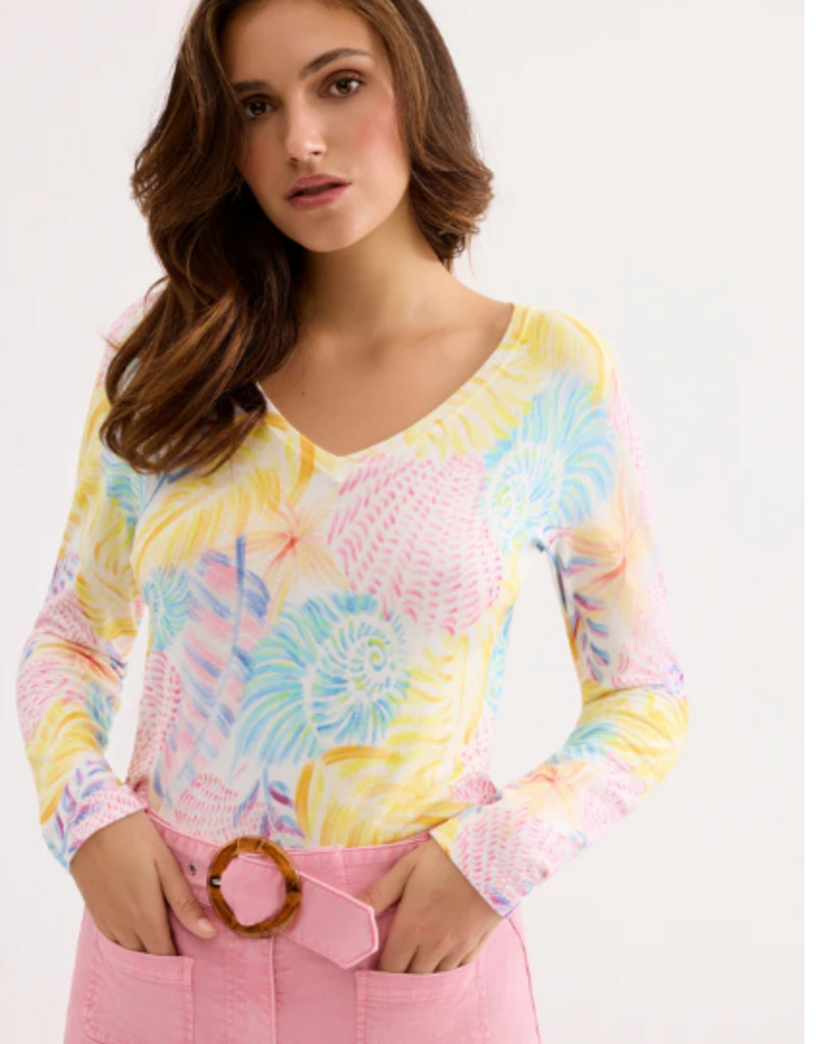 Leo&Ugo Pullover V-Hals Sample Color Zomerse Print