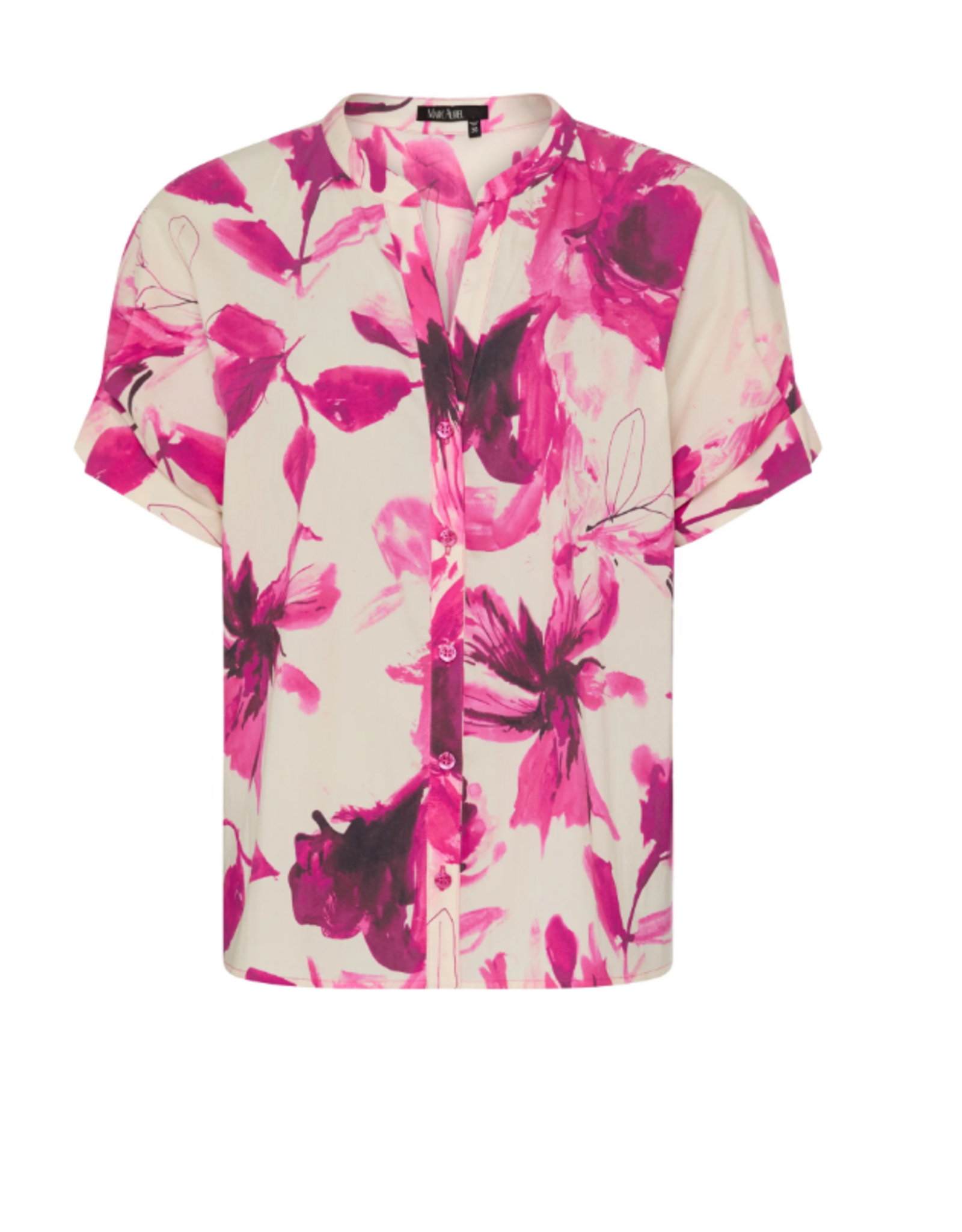 Marc Aurel Blouse Korte Mouw Bloemprint Crême/Pink