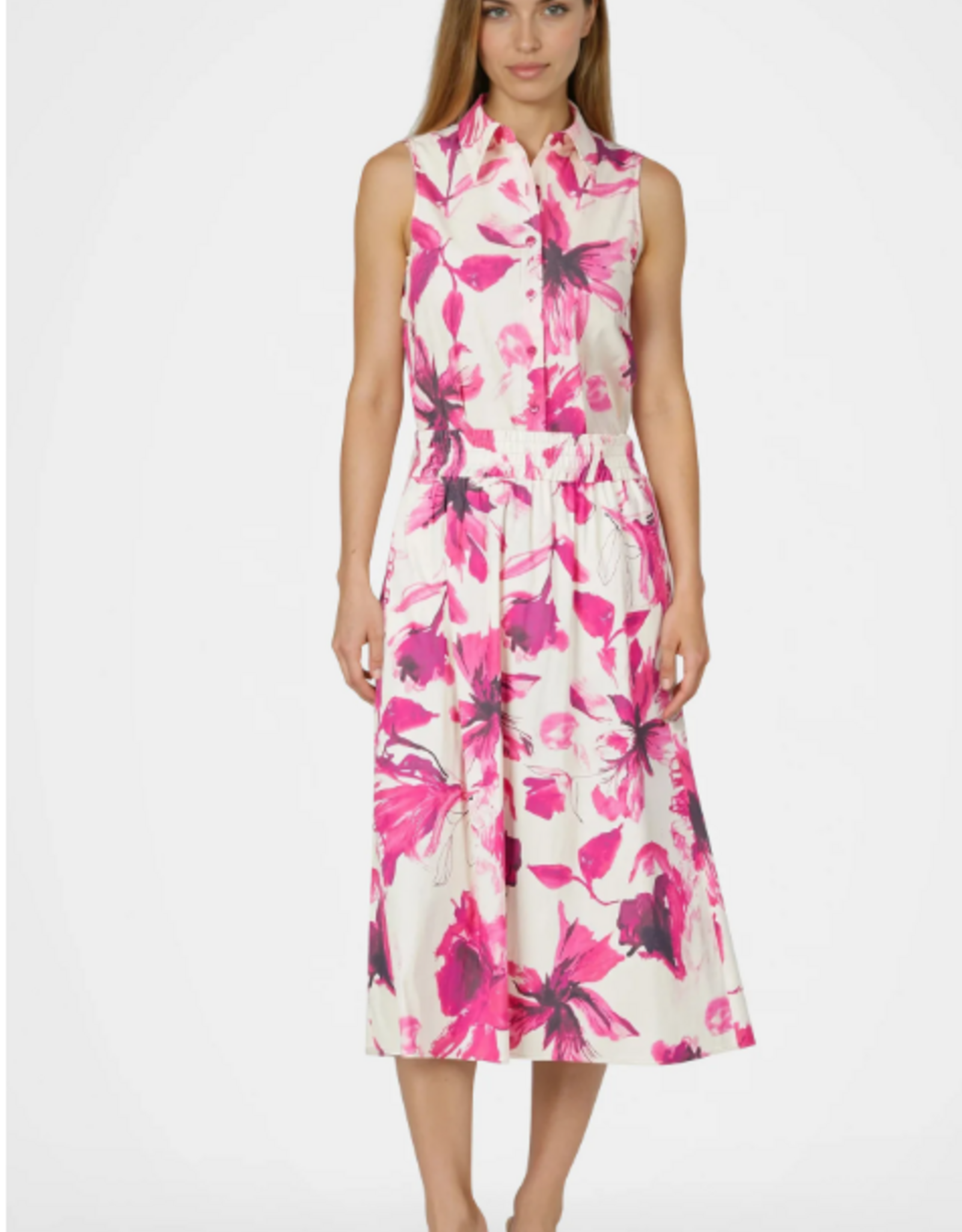 Marc Aurel Blouse Mouwloos Bloemprint Crême/Pink