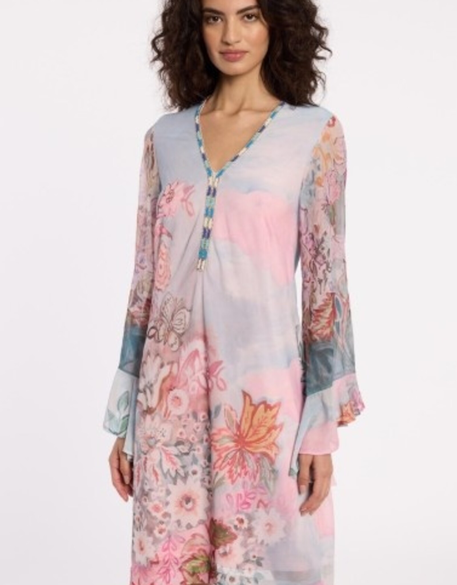 Ana Alcazar Multi Coloured Jurk V Hals Pastel Kleuren