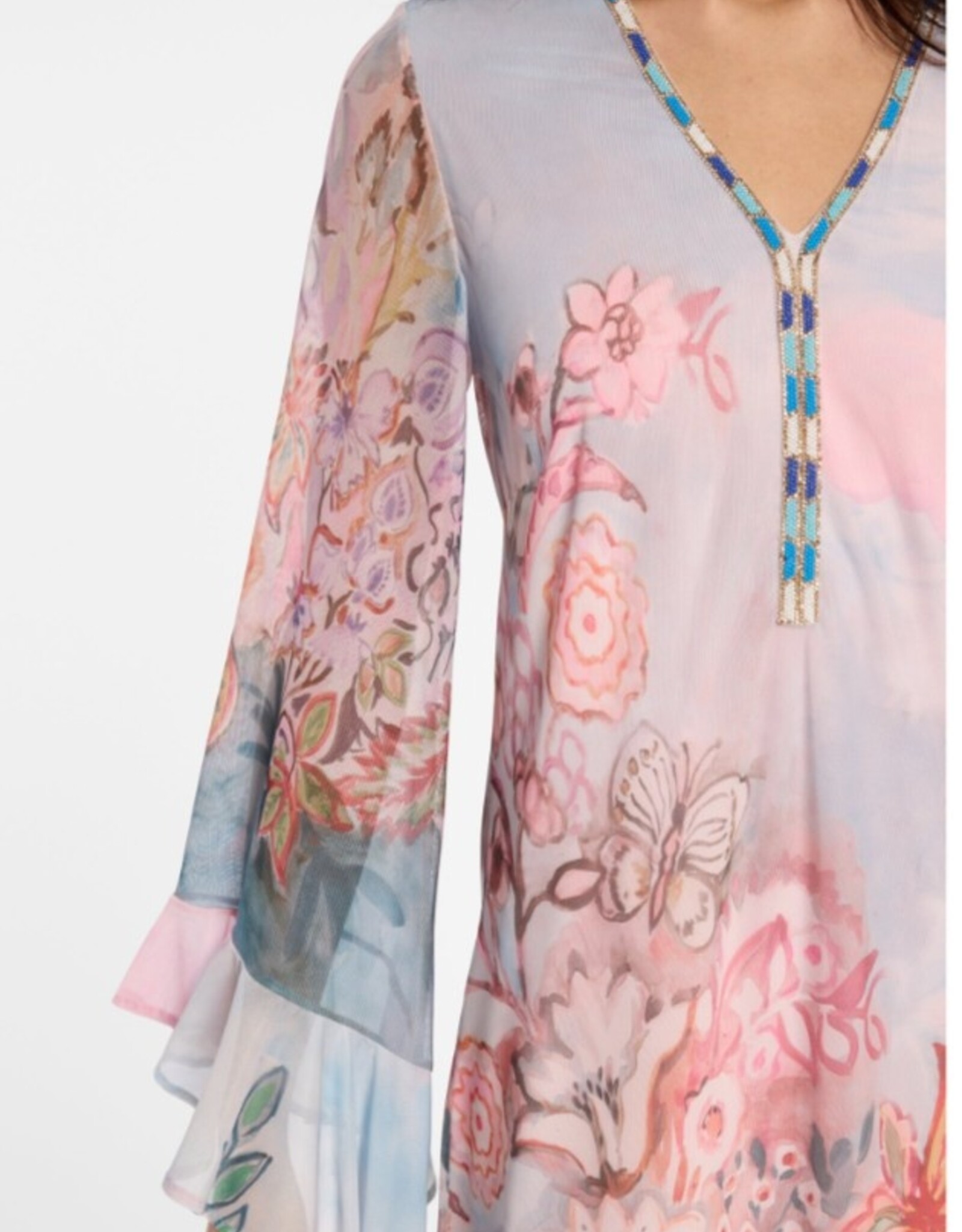 Ana Alcazar Multi Coloured Jurk V Hals Pastel Kleuren