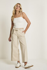 Para MI Pantalon Cloe Belt Striped Linen Navy Sand