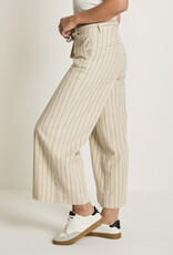 Para MI Pantalon Cloe Belt Striped Linen Navy Sand