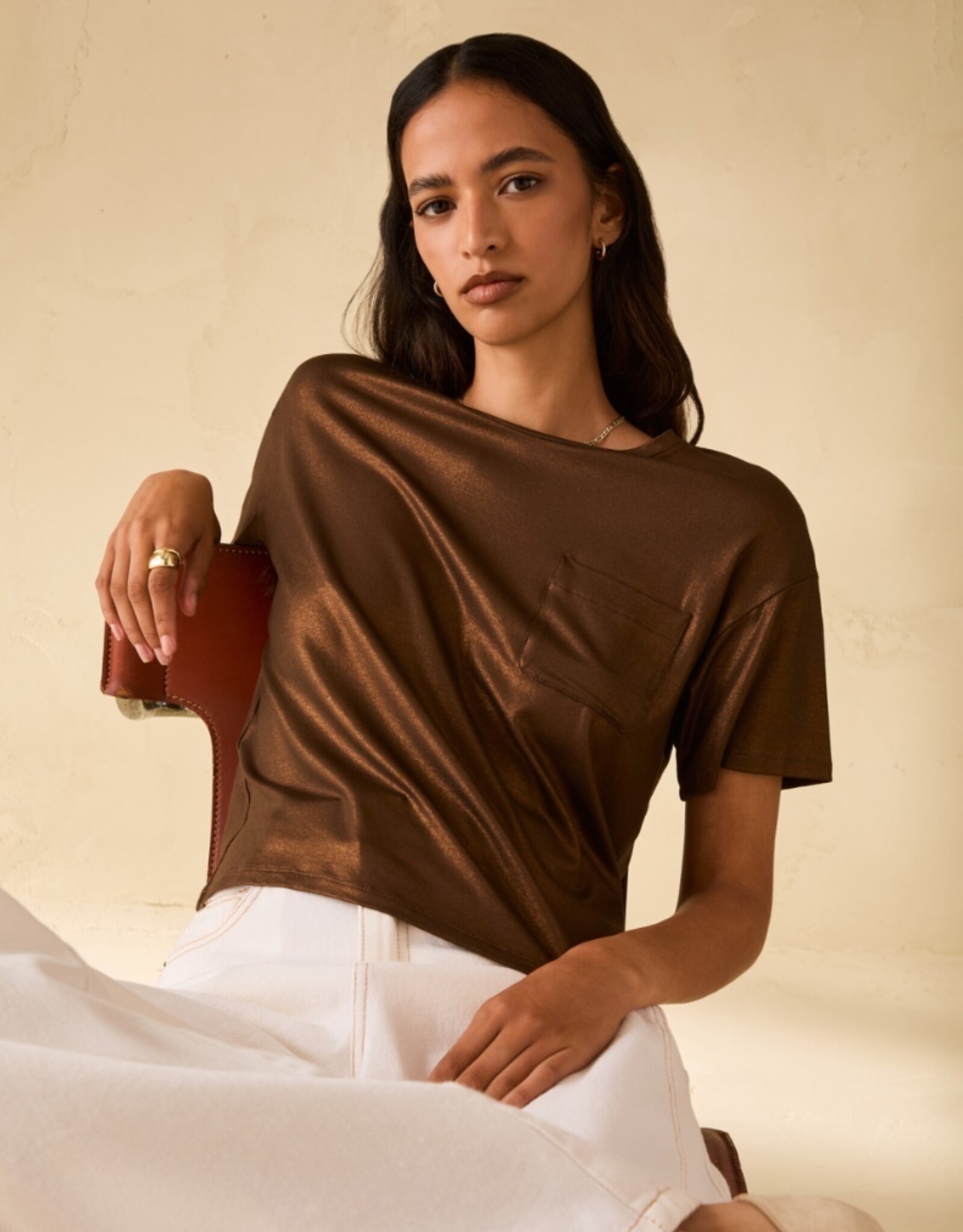 PENNYBLACK Tabarin Gessati Glans Shirt Brons