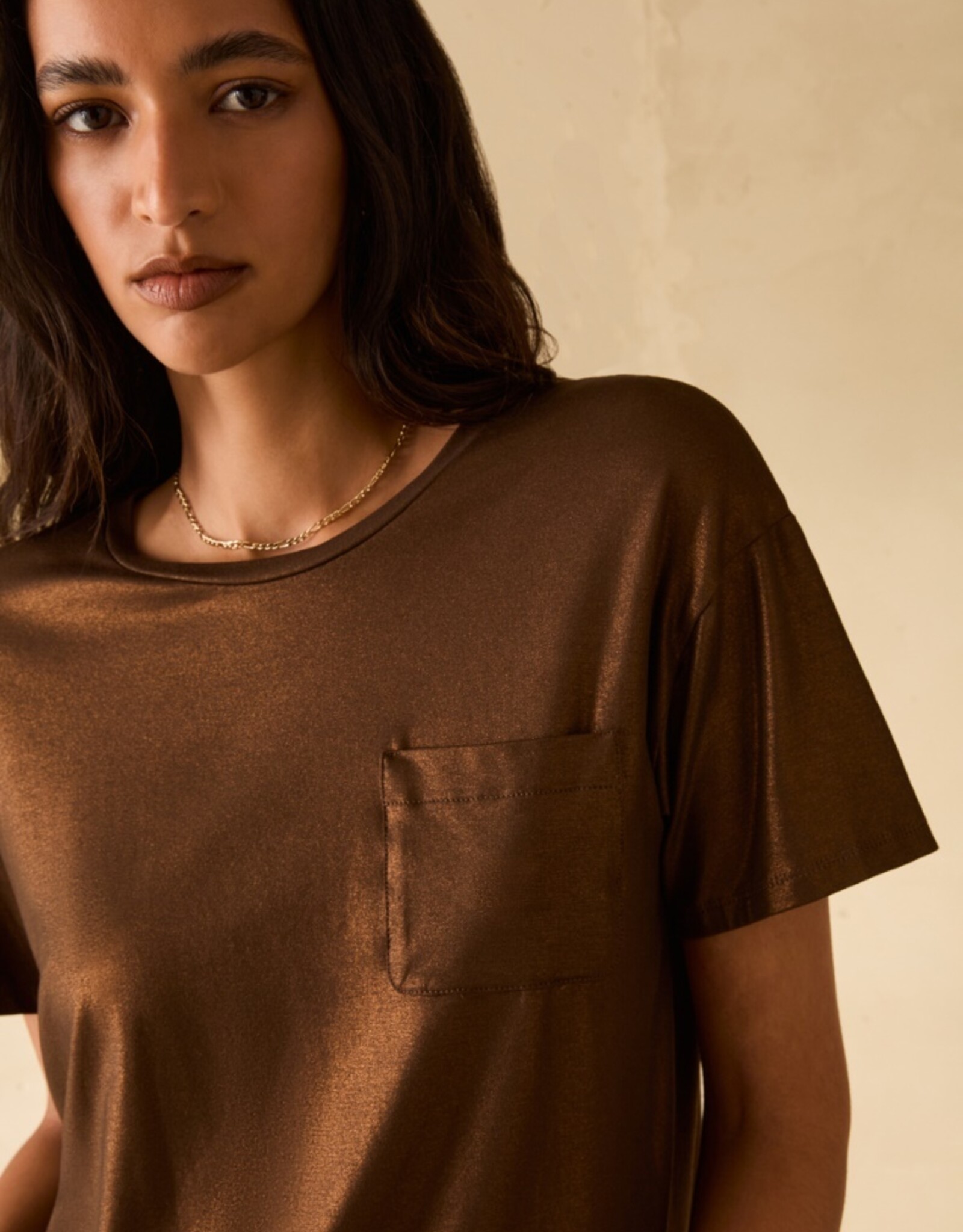 PENNYBLACK Tabarin Gessati Glans Shirt Brons