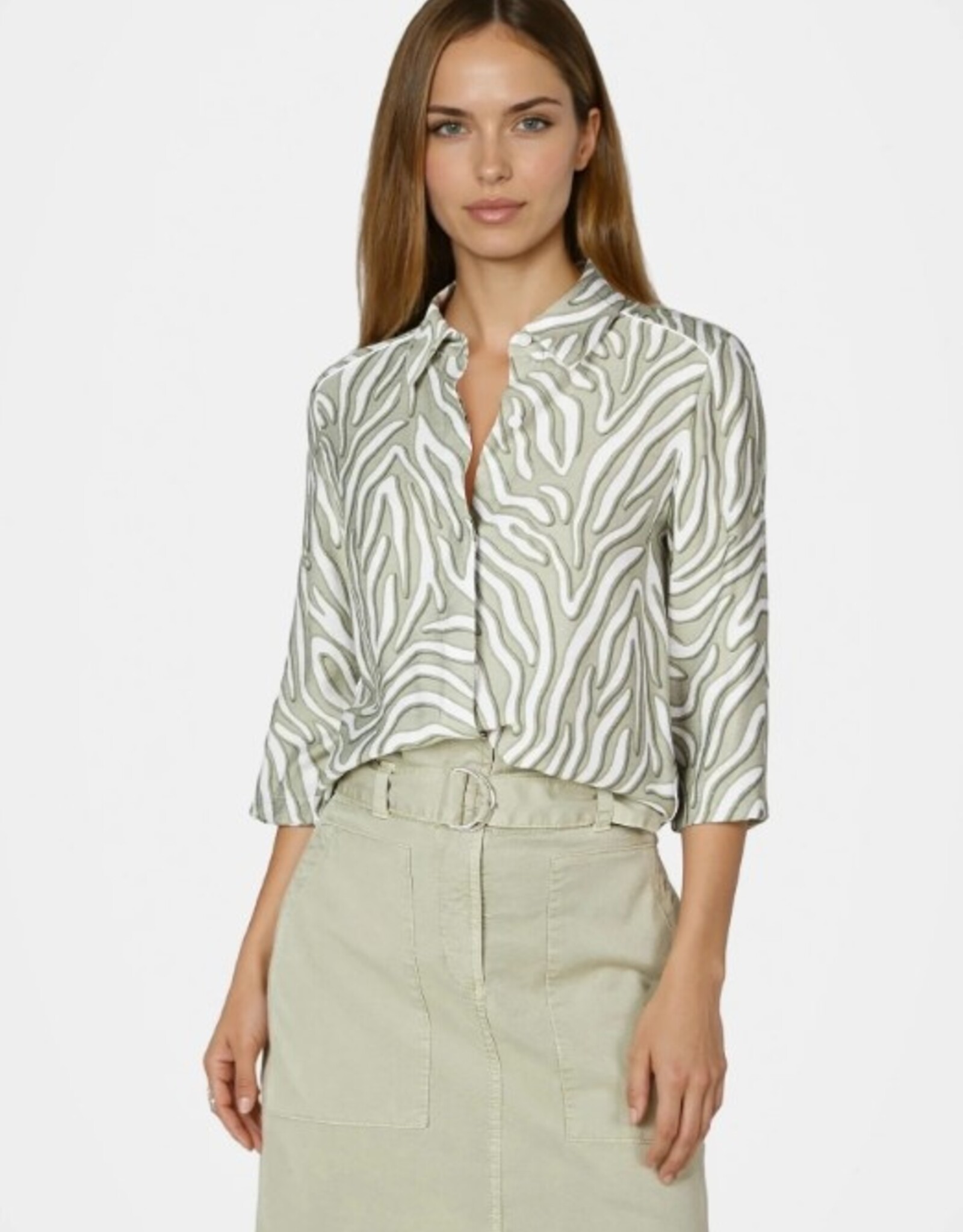 Marc Aurel Blouse Blad Motief Kaki