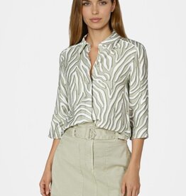 Marc Aurel Blouse Blad Motief Kaki