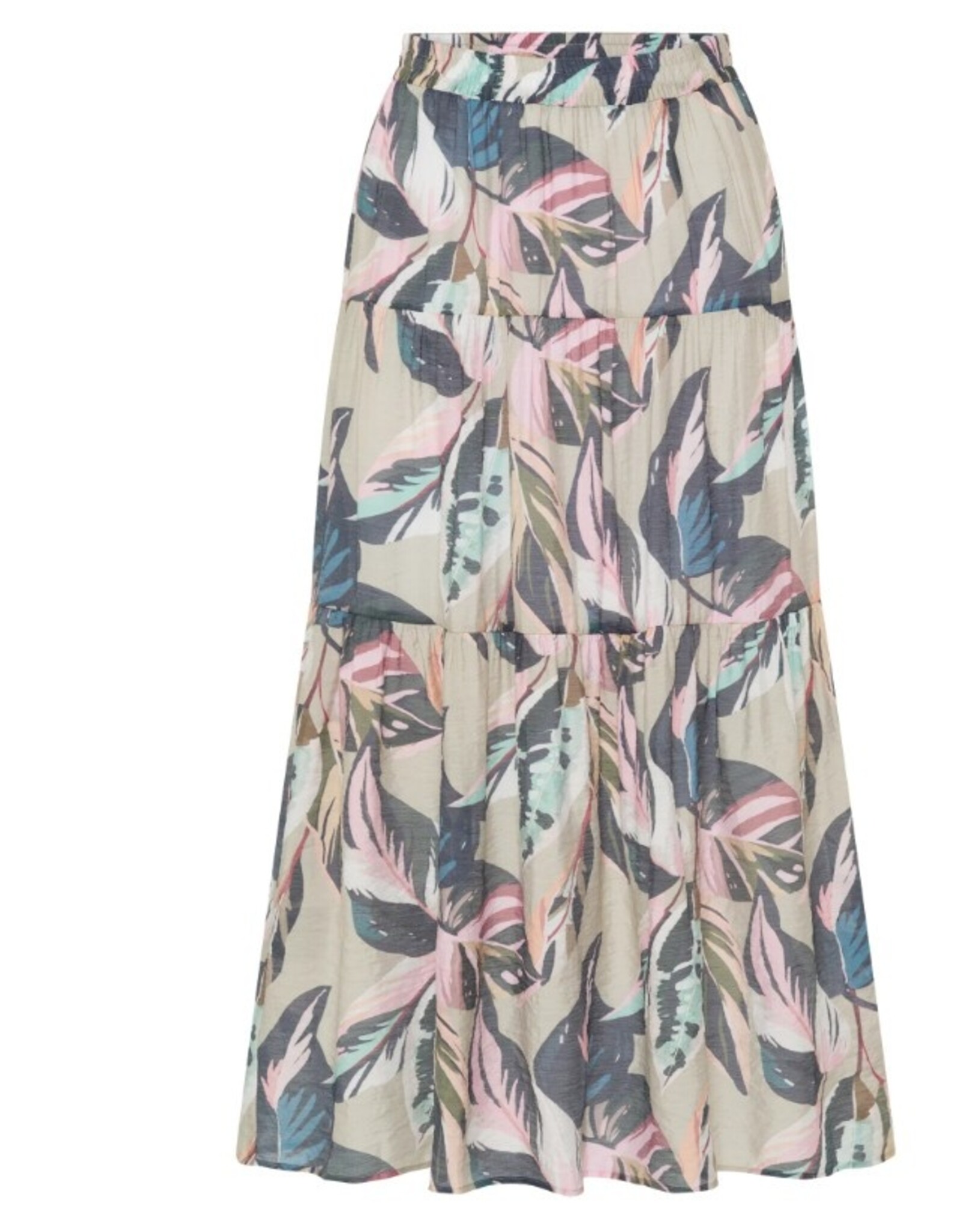 Marc Aurel Maxi Rok Met Bladprint Kaki