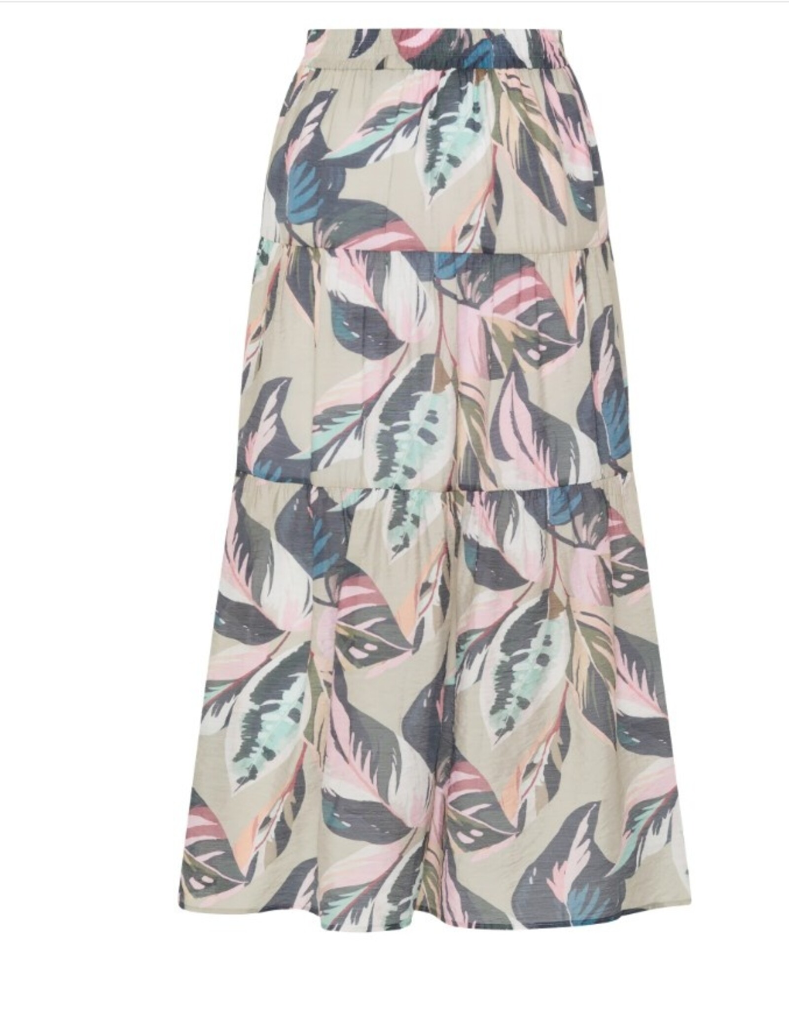 Marc Aurel Maxi Rok Met Bladprint Kaki