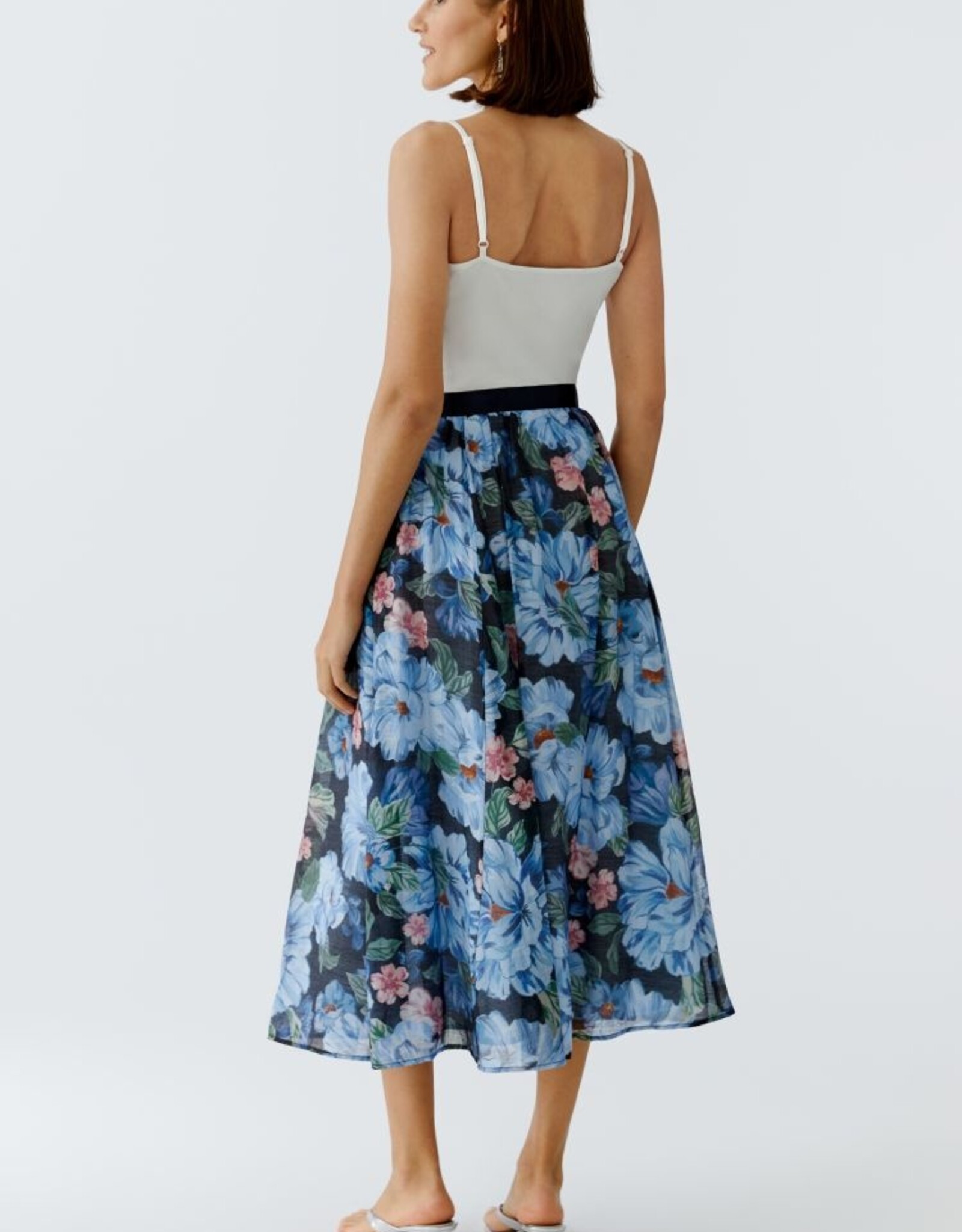 Oui Rok Lang Bloemenprint D-Blauw