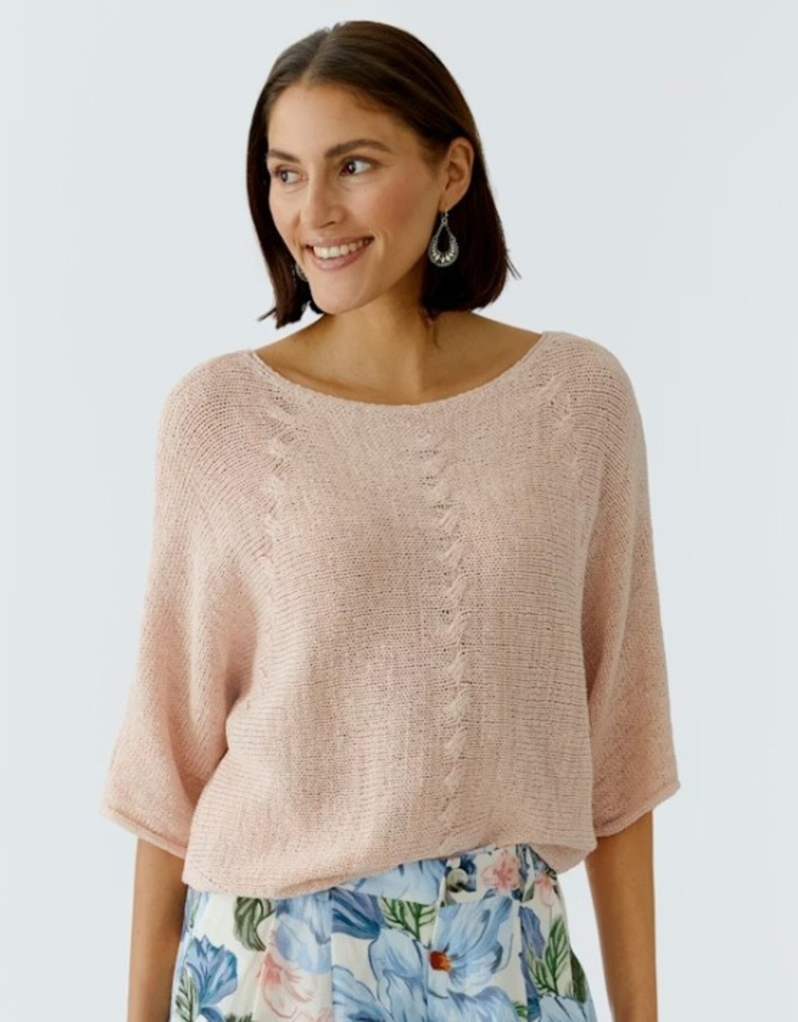 Oui Pullover 3/4 Mouw Rose