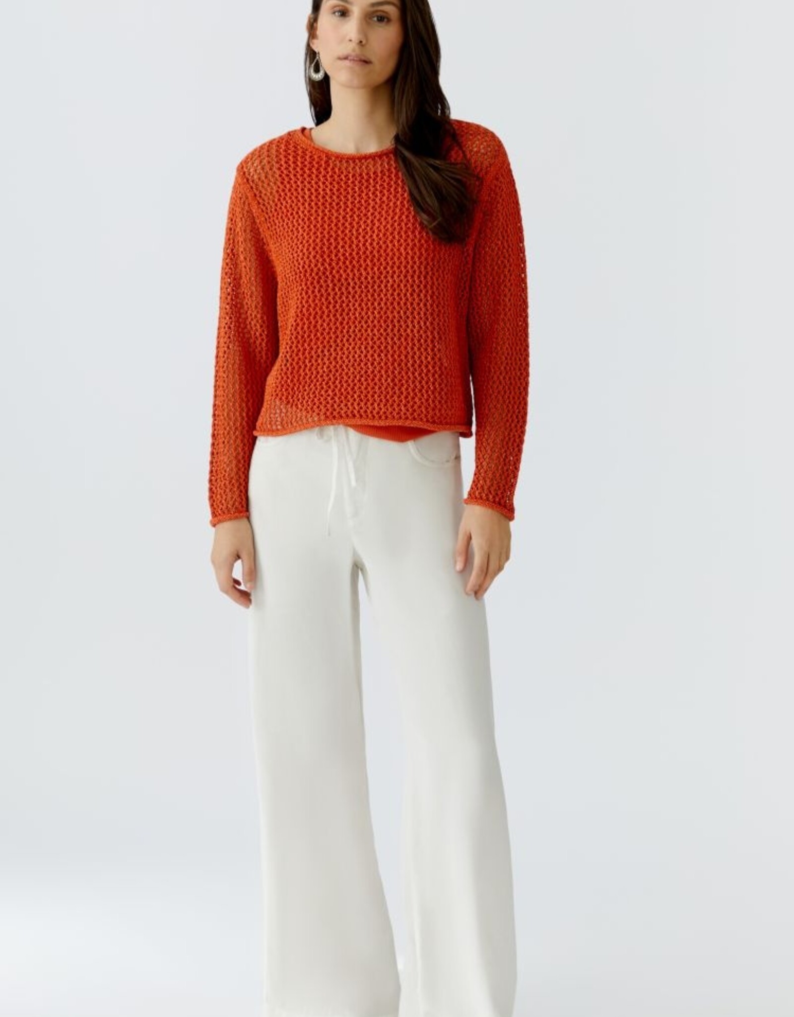 Oui Pullover  Opengewerkt Brand Orange