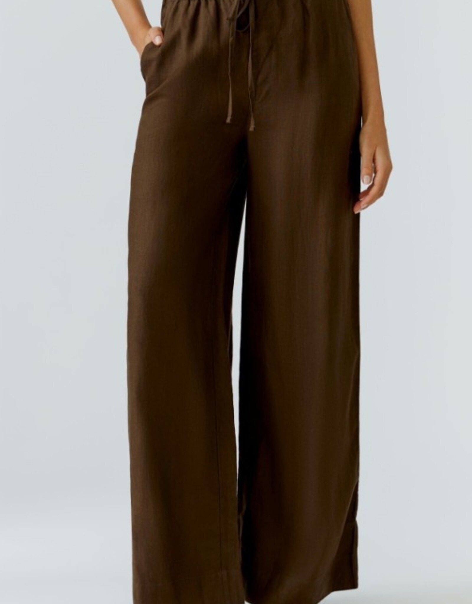Oui Pantalon Linnen D Bruin