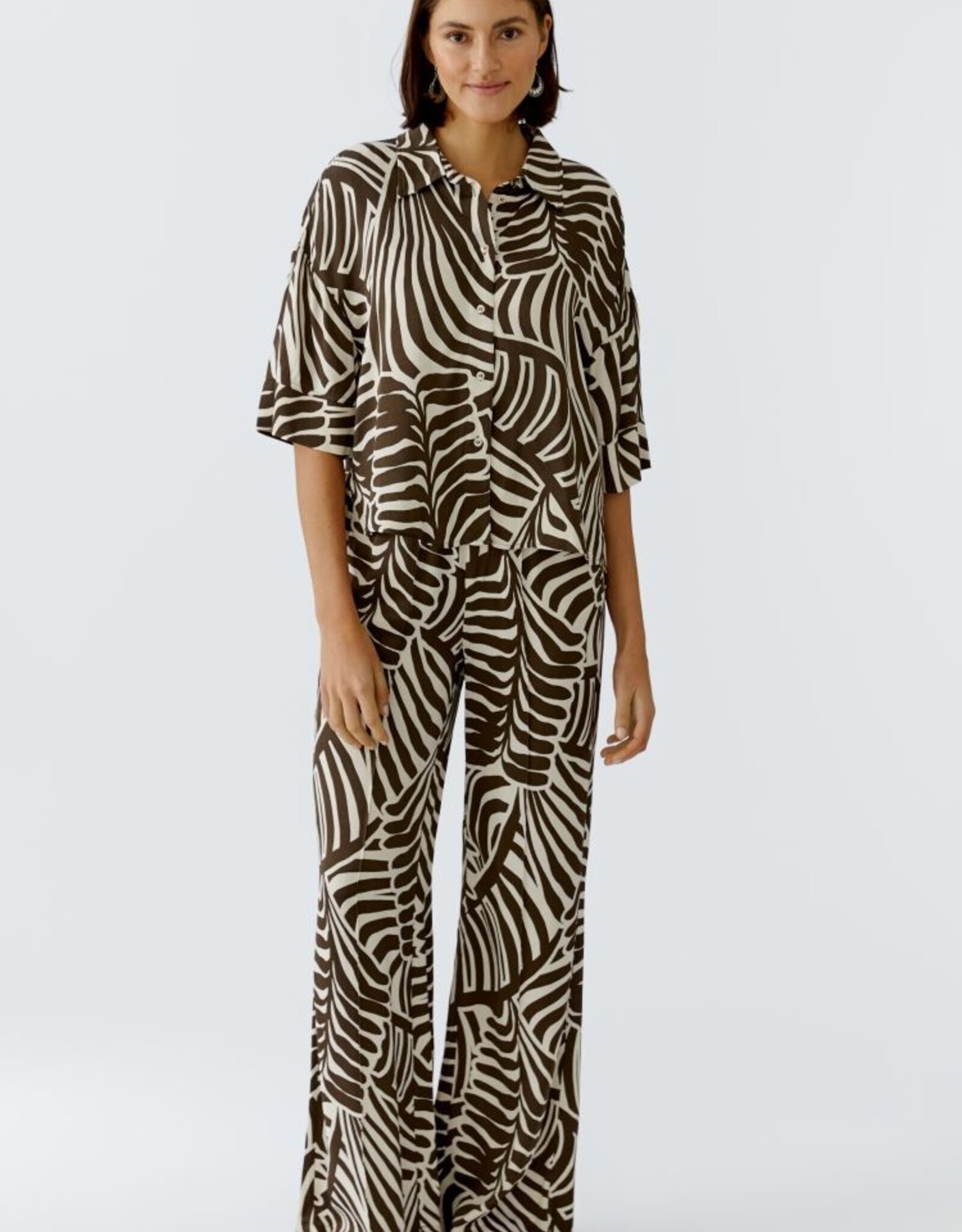 Oui Blouse Print Bruin/Off White