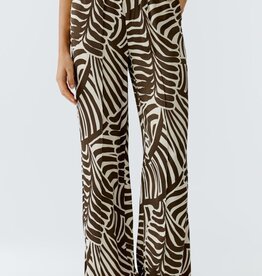 Oui Pantalon Print Bruin/Off White