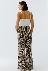 Oui Pantalon Print Bruin/Off White