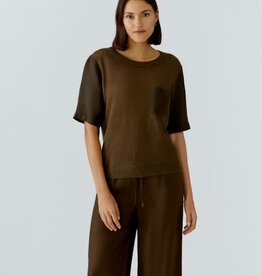 Oui Pullover K-Mouw Linnen bruin