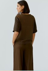 Oui Pullover K-Mouw Linnen bruin