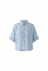 Oui Blouse Linnen K-Mouw L-Blauw