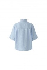 Oui Blouse Linnen K-Mouw L-Blauw