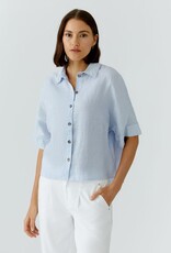 Oui Blouse Linnen K-Mouw L-Blauw