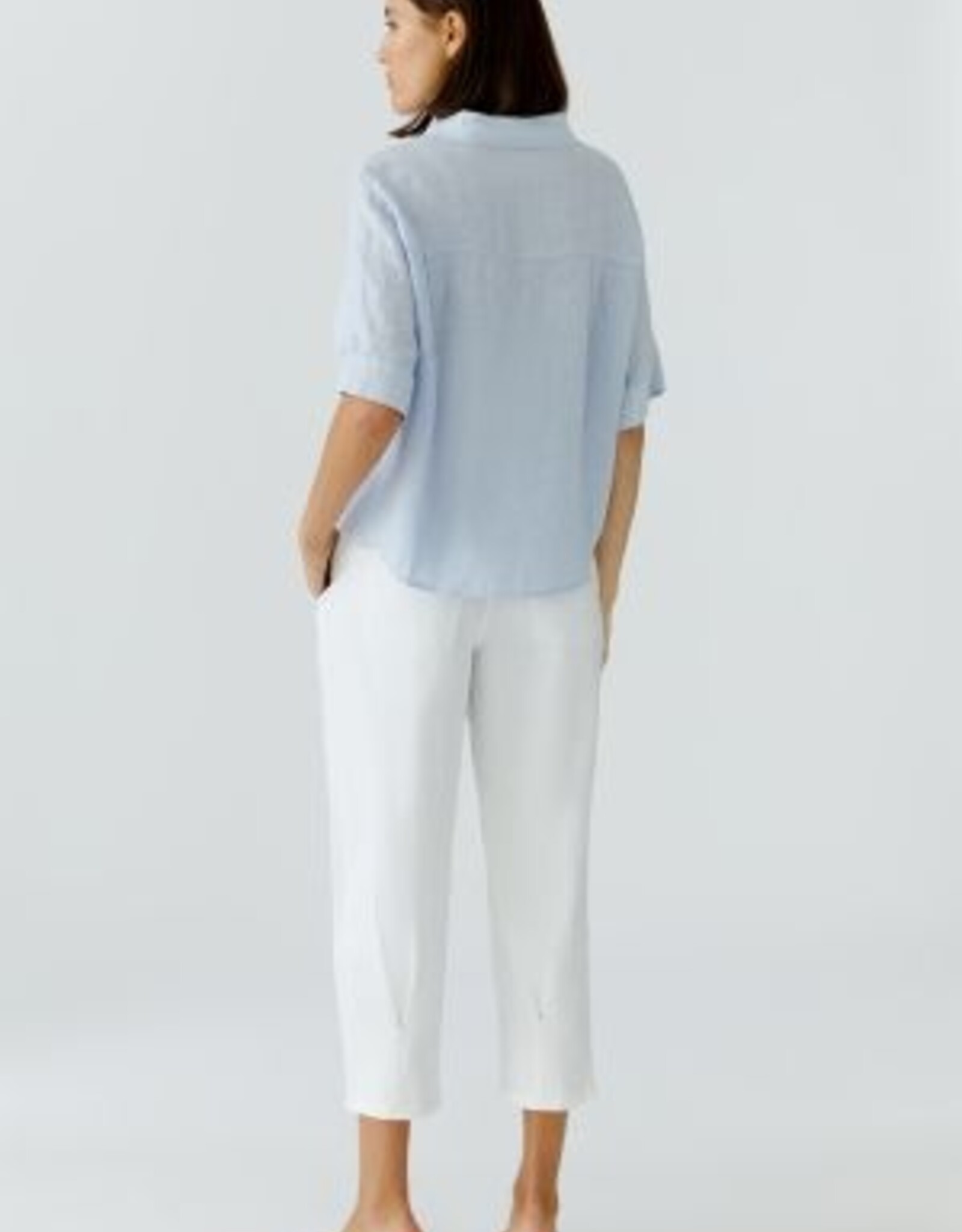 Oui Blouse Linnen K-Mouw L-Blauw