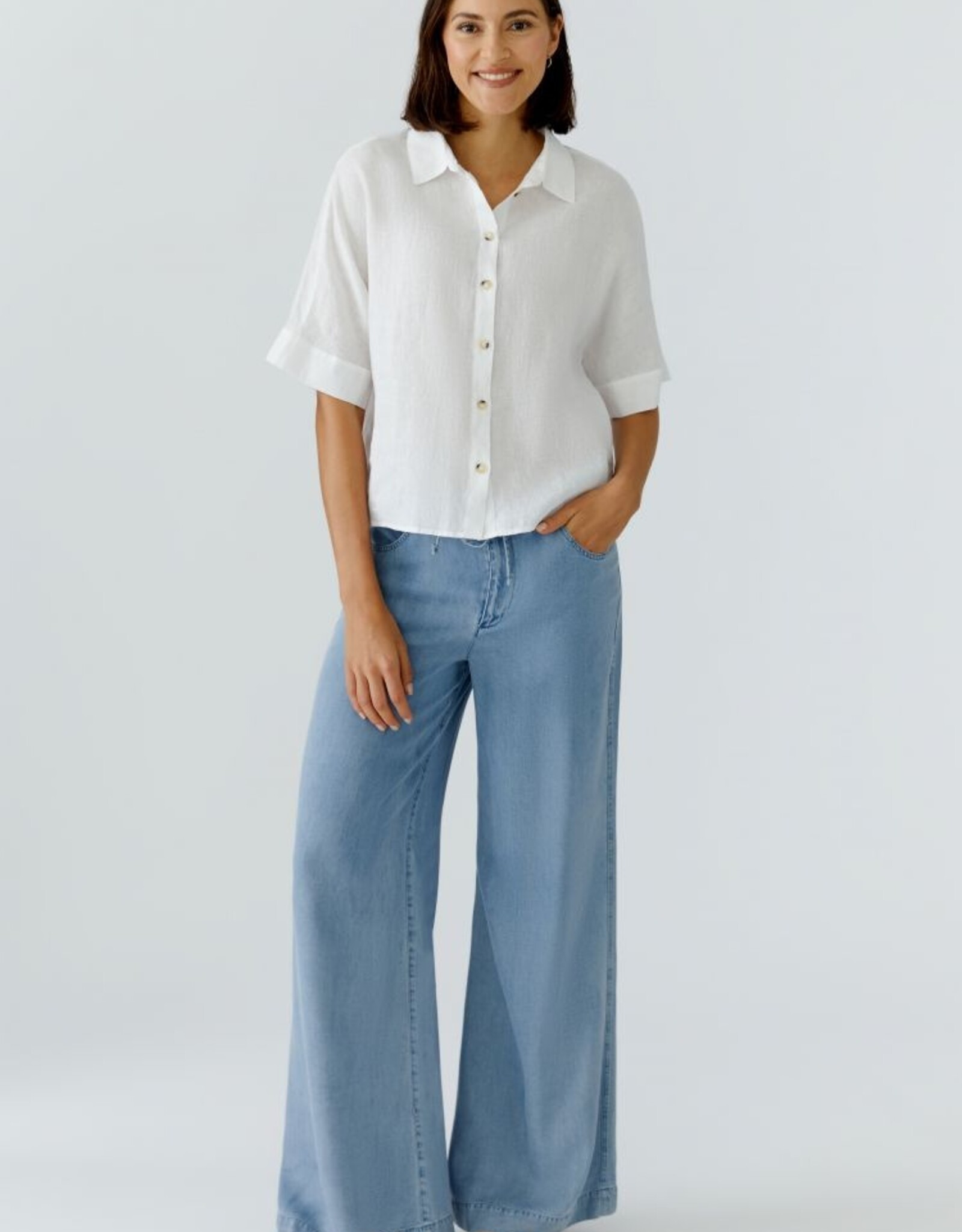 Oui Blouse Linnen K-Mouw Wit