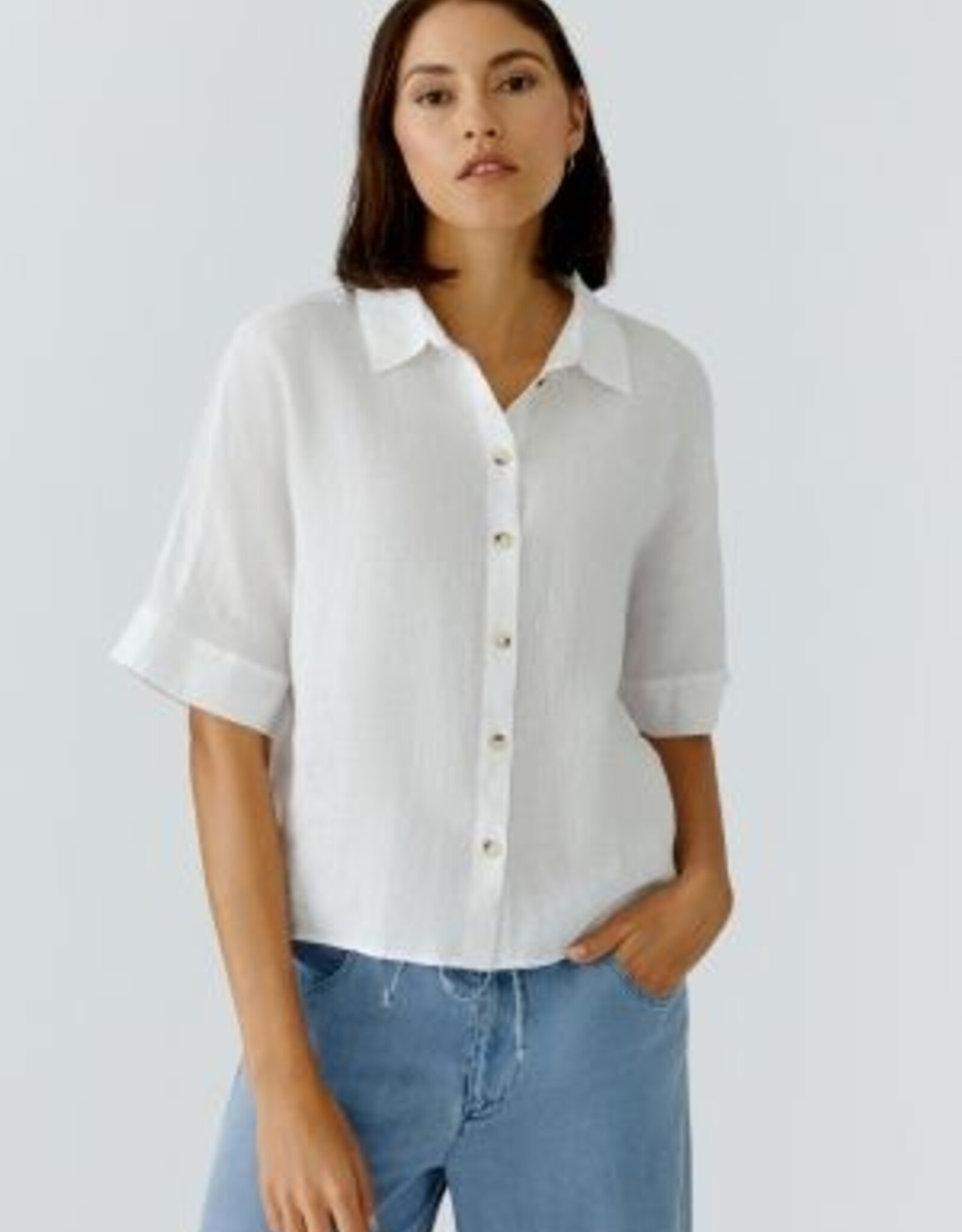 Oui Blouse Linnen K-Mouw Wit